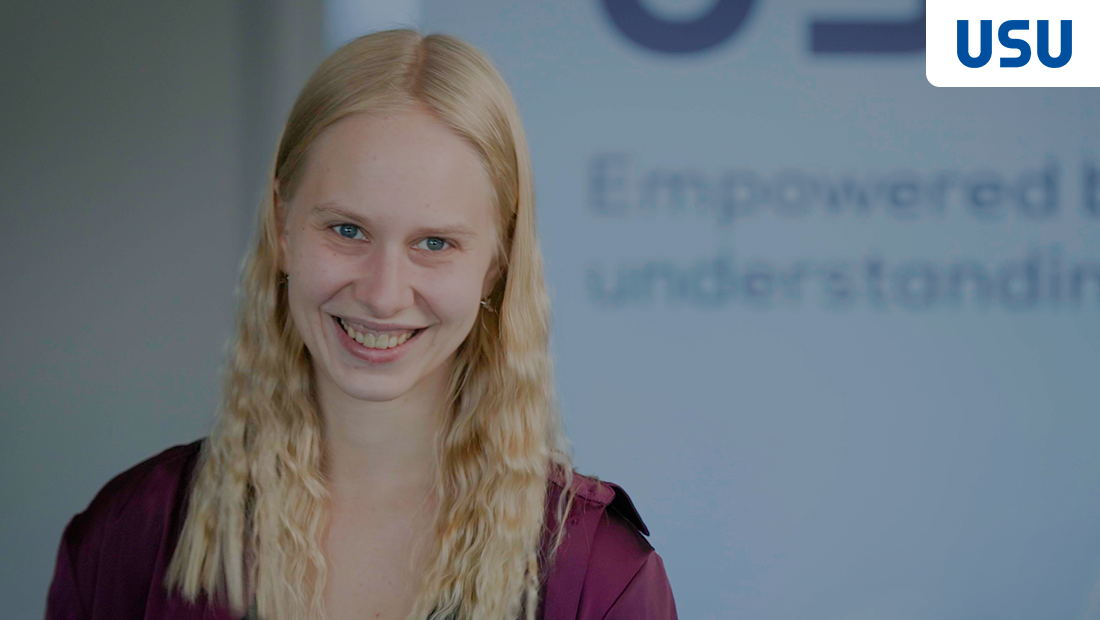 Mareike Kölker von USU SOLUTIONS redet über die Zusammenarbeit beim Dreh eines JOBSAROUND-Videos.